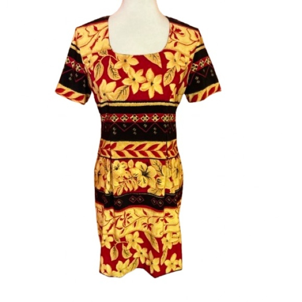 Vtg 90s colorful stripes and flowers dress